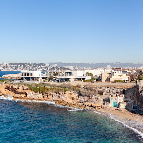 Visit La plage des Phocéens which is just a minute walk away