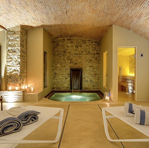 Indulge in a restorative massage in your natural stone spa