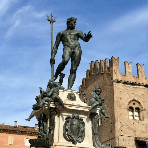 Stroll through the atmospheric streets to the Fountain of Neptune – just six-minutes away