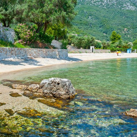 Stroll down to the seaside village of Barbati in fifteen minutes and spend a morning at the beach