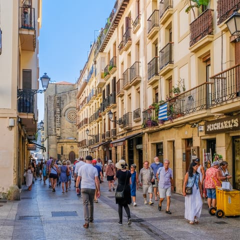 Stroll the pedestrianised streets of the old town, sampling pintxos along the way