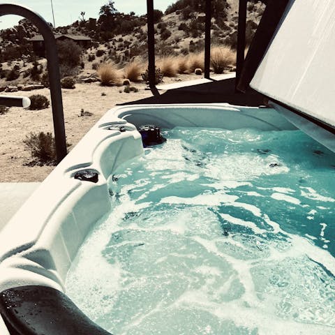 Take in the desert vista from your relaxing hot tub