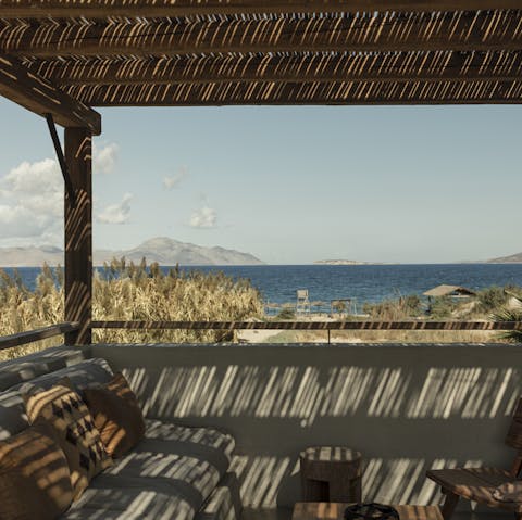 Take in Aegean Sea views from the patio