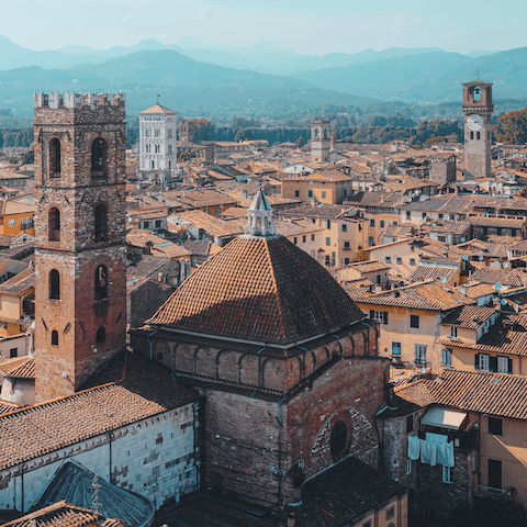 Visit the pretty streets of Lucca, just a thirty-one minute drive away