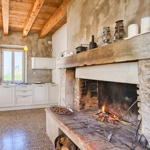 Get a fire going in the old hearth and keep the kitchen and living room cosy