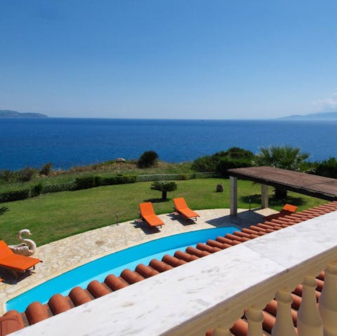 Admire the sparkling sea views from the balcony