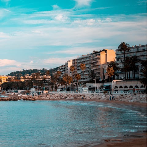 Wander to the Zamenhof Beach, lined with Cannes' seaside eateries