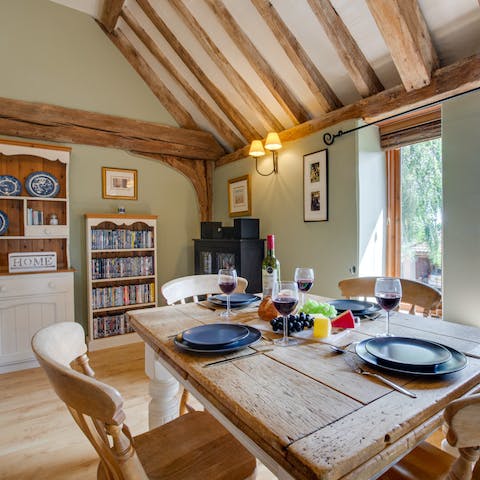 Dine under stunning oak beams