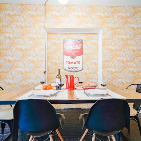 Admire the quirky, playful Warhol-inspired wallpaper