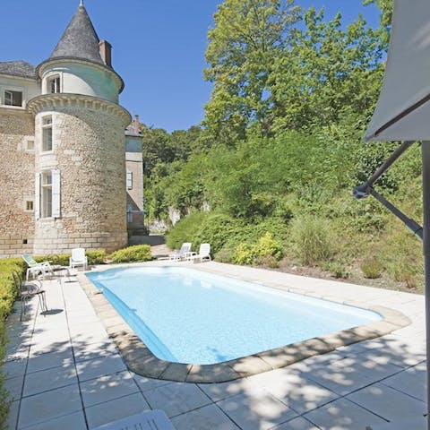 Splash about in the chateau's private swimming pool during summer afternoons