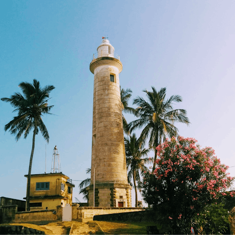 Visit Galle's charming lighthouse and historic Dutch fort