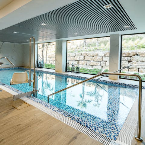 Take your pick of indoor and outdoor pools for a swim