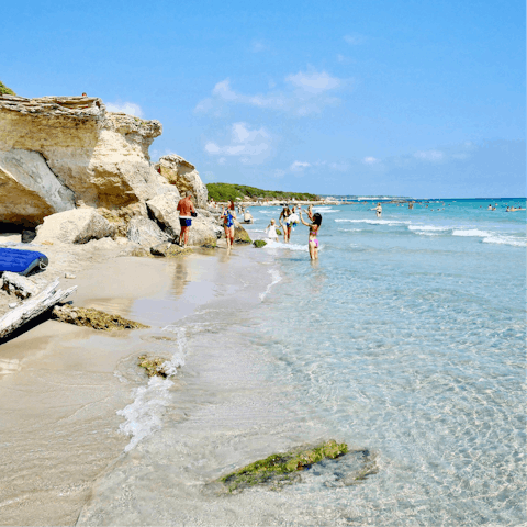 Enjoy the beautiful beaches of Puglia – a three kilometre drive away 