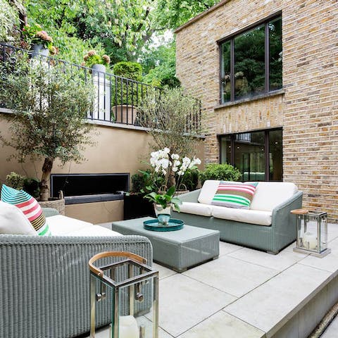 Make the most of the home's three terraces or large shared garden