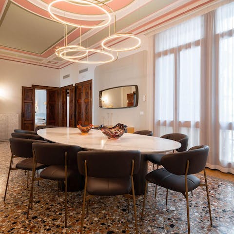 Tuck into an Italian feast in the elegant dining room