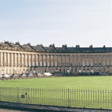 Marvel at the stunning Georgian architecture on show at the beautiful Royal Crescent, a little under a mile away