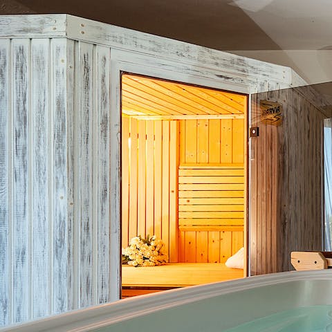 Sweat it out in the home's private sauna