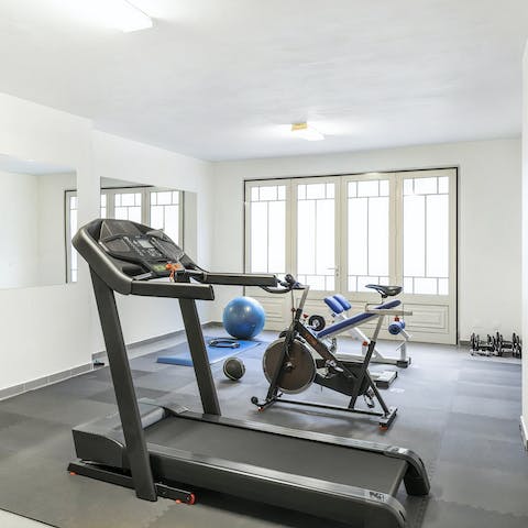 Keep up with your fitness routine in the on-site gym