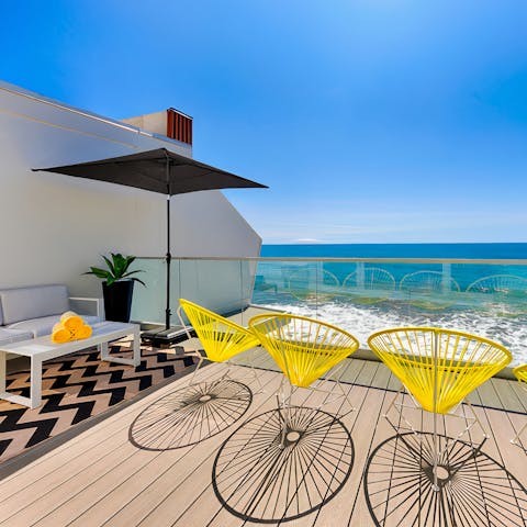 Work on your California suntan either on the beach below or from your beautiful ocean front private balcony 