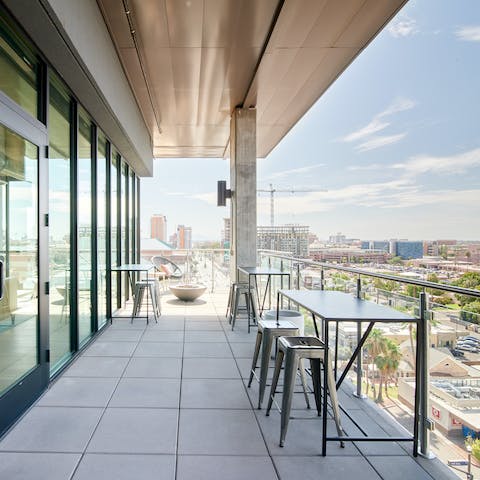 Sit out on the shared balcony and gaze out over the city of Tempe