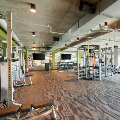 Set your alarm early and squeeze in a workout in the communal gym