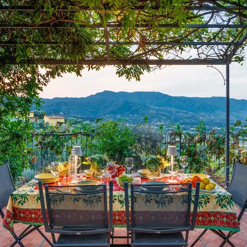 Gather for sunset drinks and alfresco dining on the terrace