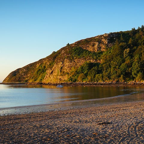 Explore Llanbedrog's National Trust beach, a two-minute walk away