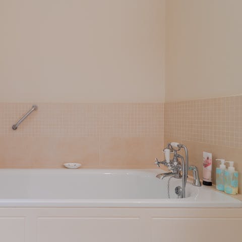 Enjoy a long soak in the tub after a day of sightseeing