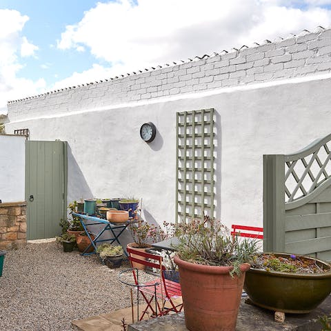 Sip your coffee outside in the courtyard each morning