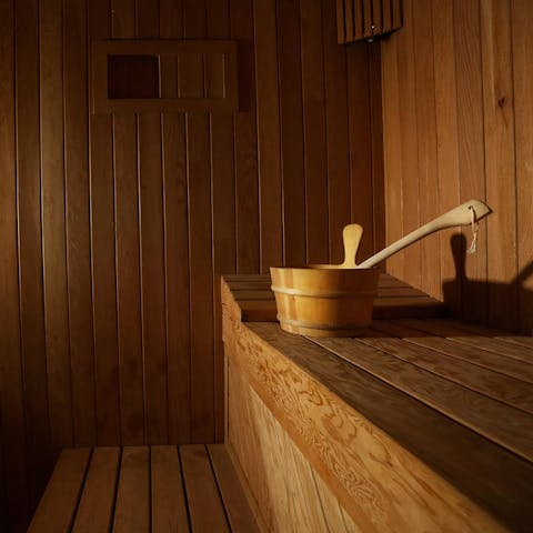 Feel a wonderful sense of calm whilst relaxing in the sauna 