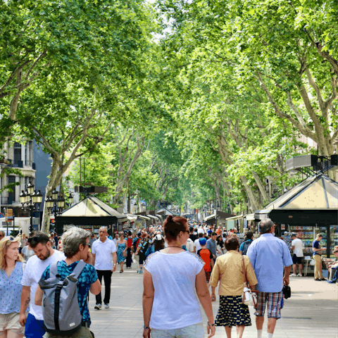Saunter along the leafy La Rambla, situated a five minute walk from your building