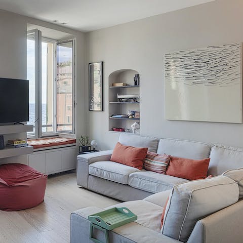 Kick back and relax in the comfy and bright living room