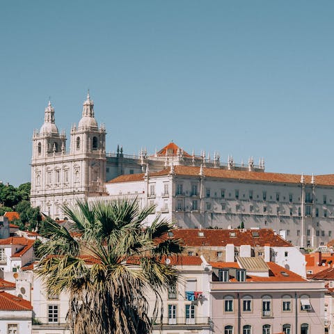 Explore the beautiful Alfama district, a fifteen-minute stroll from your door