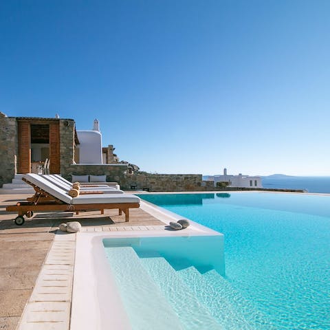 Soak up the dazzling sea views from the heated infinity pool