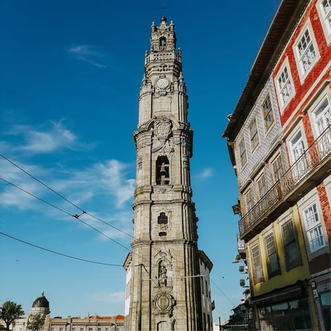 Visit the iconic Clérigos Tower, a four-minute stroll from your doorstep