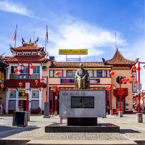 Visit Chinatown's shops and restaurants, a ten-minute drive away