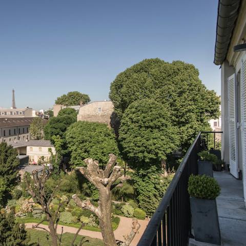 Spot the Eiffel Tower from your private balcony