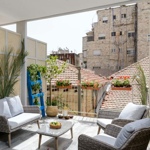 Sip your morning coffee with the early morning sun on your private terrace
