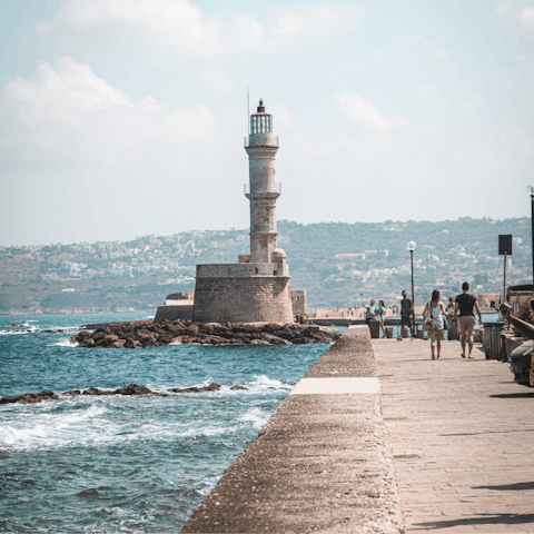 Soak up the sights of historic Heraklion, just a fifteen-minute drive away