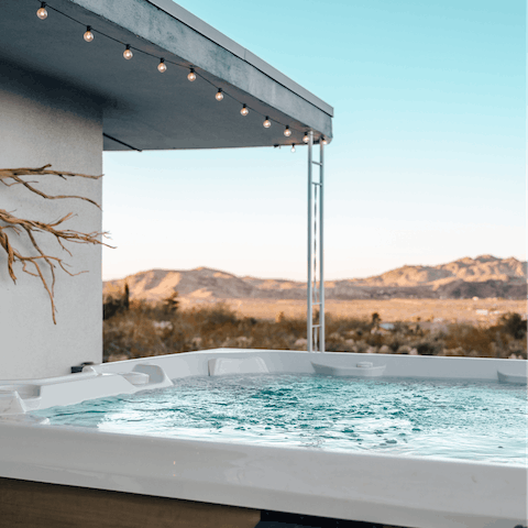 Take a soak with a view in the saltwater hot tub