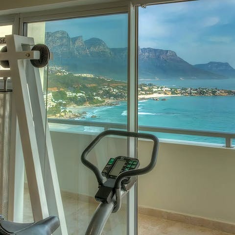 Watch the sun rise over the Atlantic Ocean as you workout in the gym