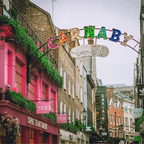 Do some shopping on lively Carnaby Street, not far on foot