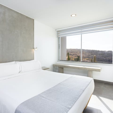 Wake up to desert and ocean views in the comfortable bedrooms