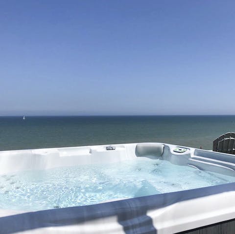 Spot the yachts on the horizon from the hot tub