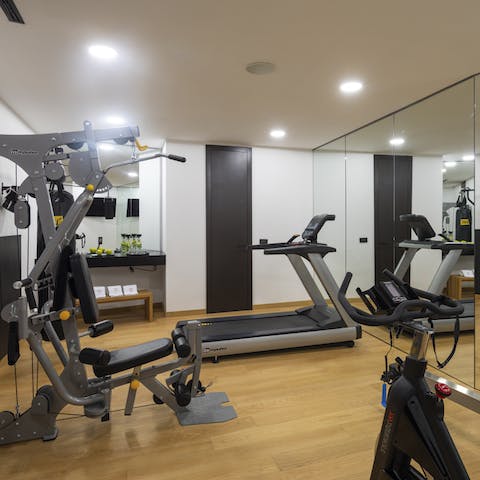 Keep up with your workout routine in the private gym