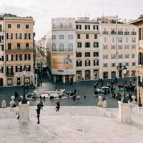 Descend the Spanish Steps after your morning espresso, just six minutes away