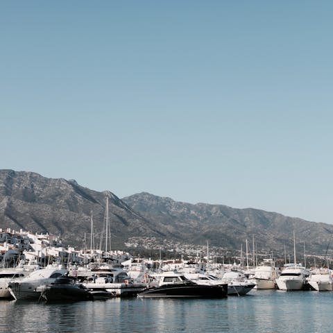 Sip Champagne while admiring the yachts in Puerto Banus marina