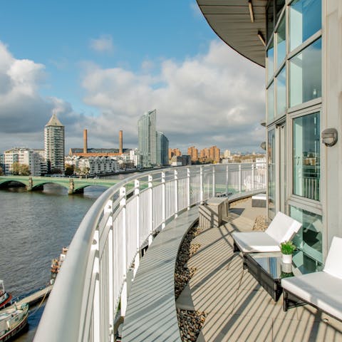 Enjoy the sunshine and river views from the wrap-around terrace