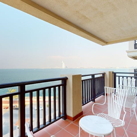 Sip a karak out on the private balcony, with stunning sea views