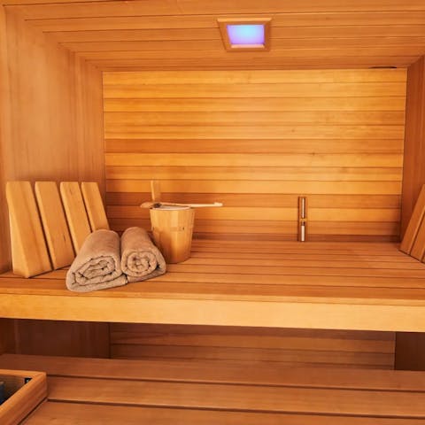 Let it all out in the beautifully zen private sauna, located in the barn house